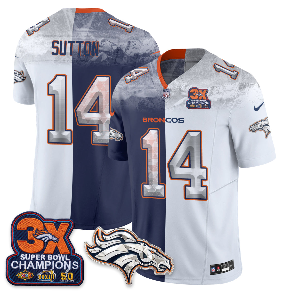 Denver Broncos Mile High Split Edition Vapor Jersey - Stitched