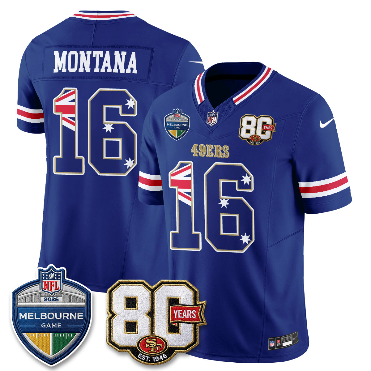 San Francisco 49ers Melbourne Game 2026 Vapor Jersey - Stitched