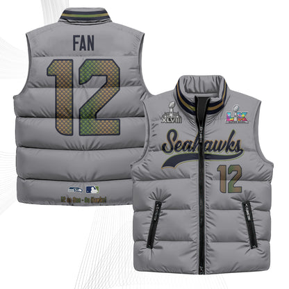 Seattle Seahawks S.Bowl Champs Puffer Vest - Printed