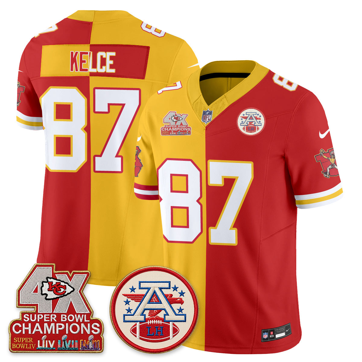 Kansas City Chiefs Throwback Split Vapor Jersey - Stitched
