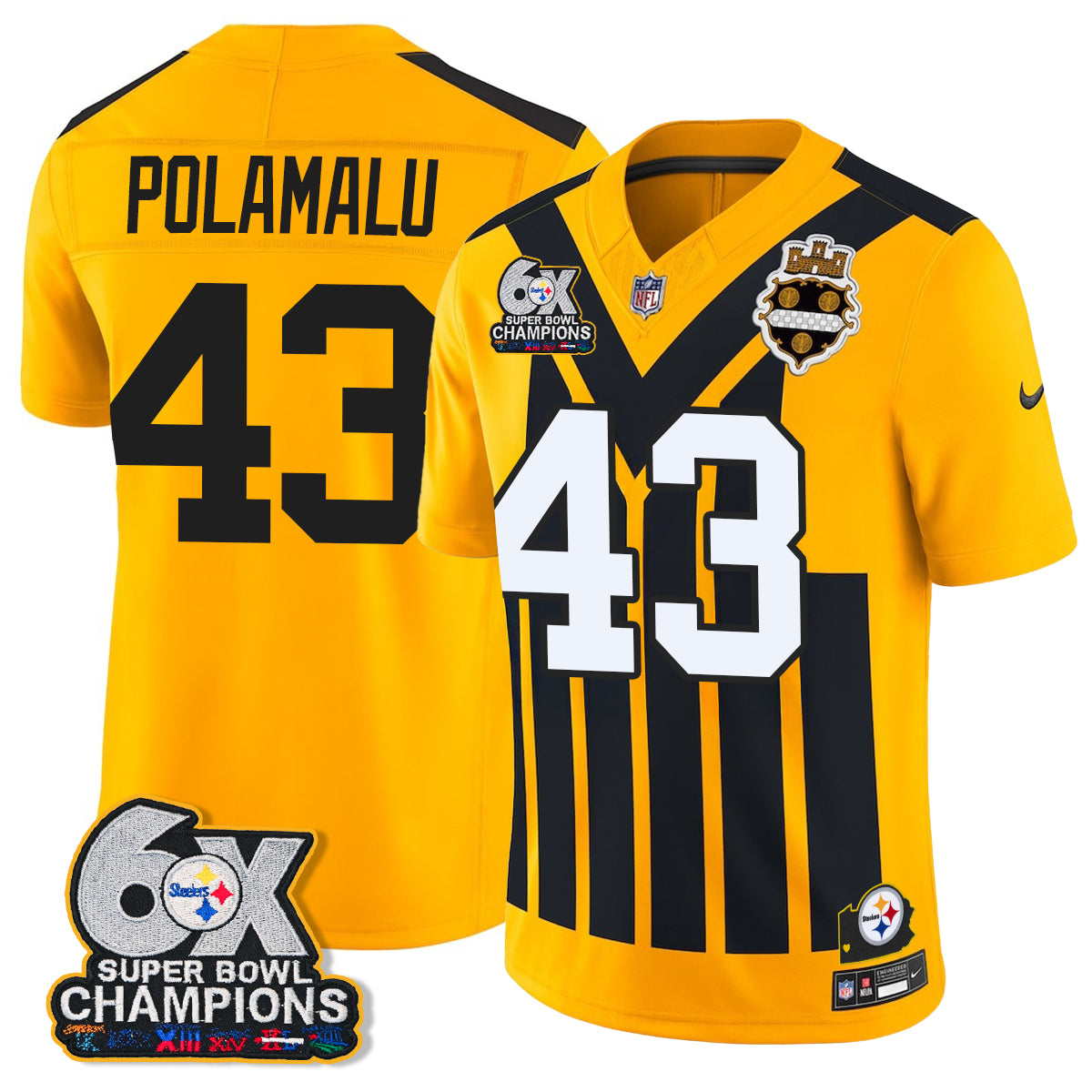 PIT 6X Champs Throwback V2 Vapor Jersey - Stitched