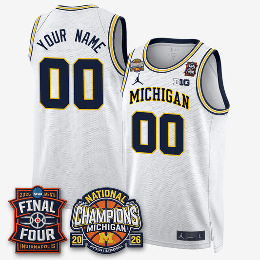 MICH Men's Basketball National Champions Big Text Limited Vapor Custom Jersey - All Stitched