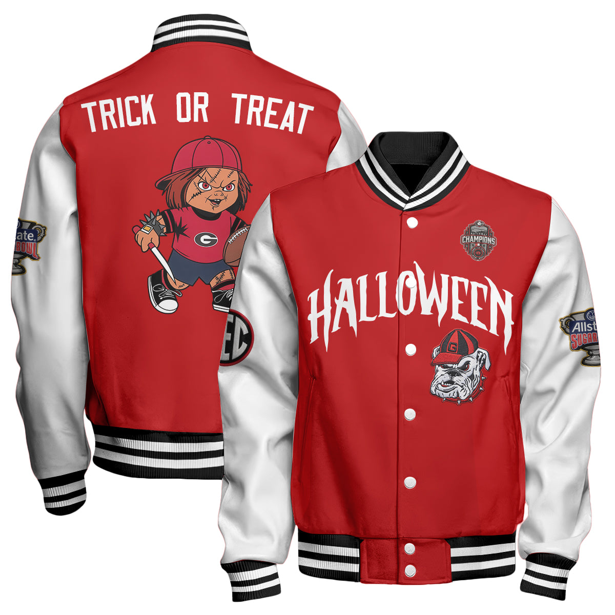 GB x Killer Doll Horror Movie Halloween 2026 Edition Baseball Jacket - Printed