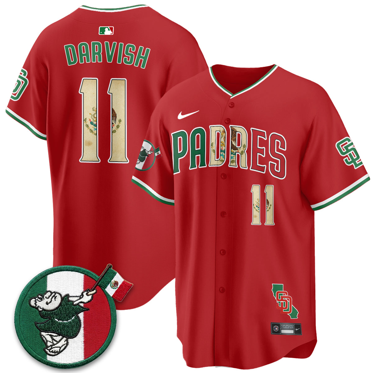 San Diego Padres Mexico Style Vapor Jersey - Stitched