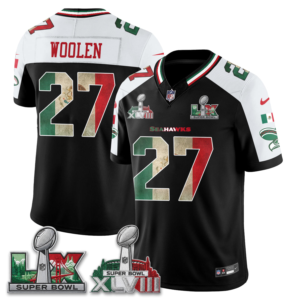 Seattle Seahawks Mexico Edition Vapor Jersey V2- Stitch