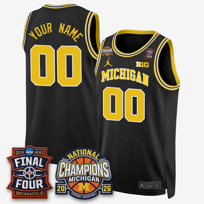 MICH Men's Basketball National Champions Big Text Limited Vapor Custom Jersey - All Stitched