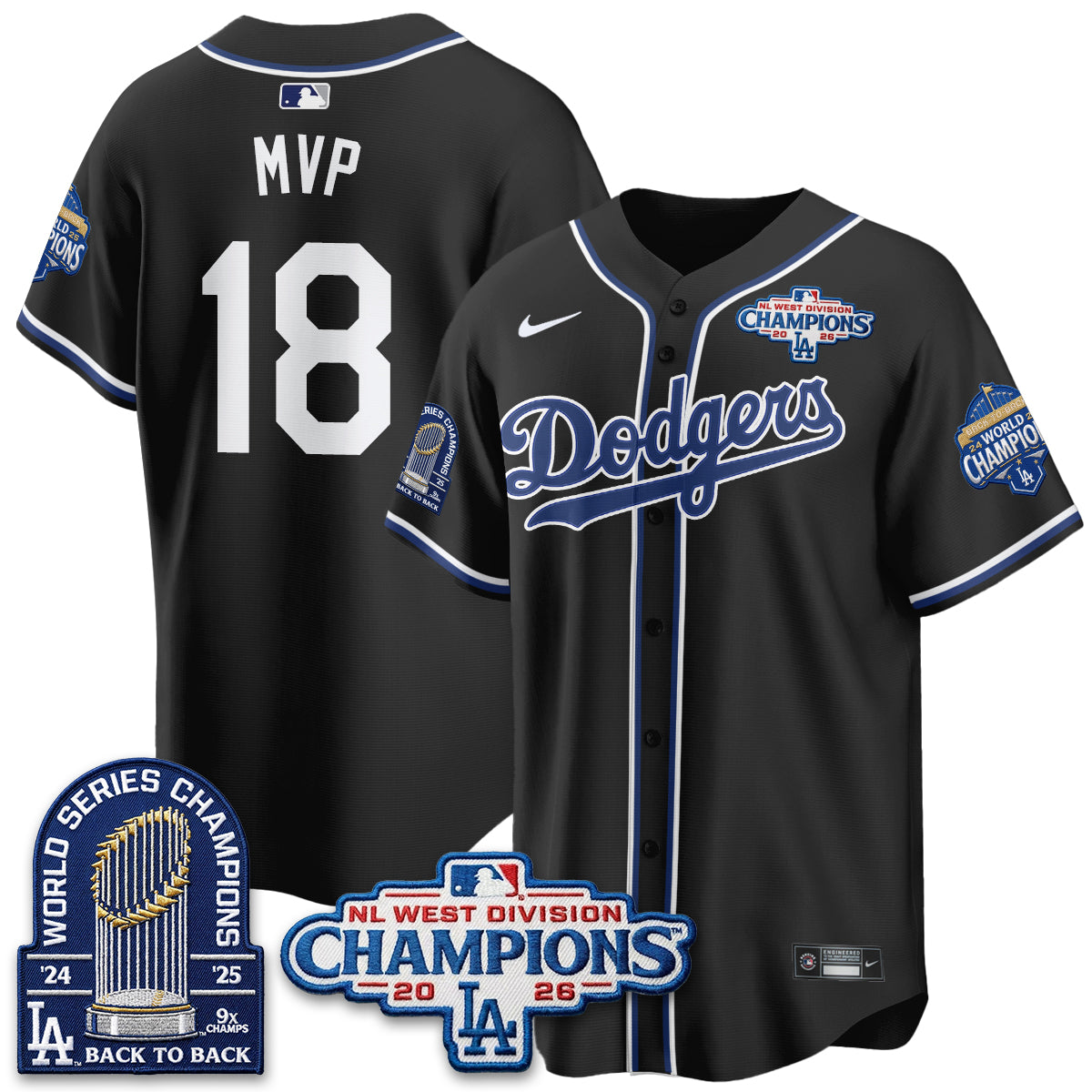LAD 2026 NL West Champs Vapor Jersey- Stitched