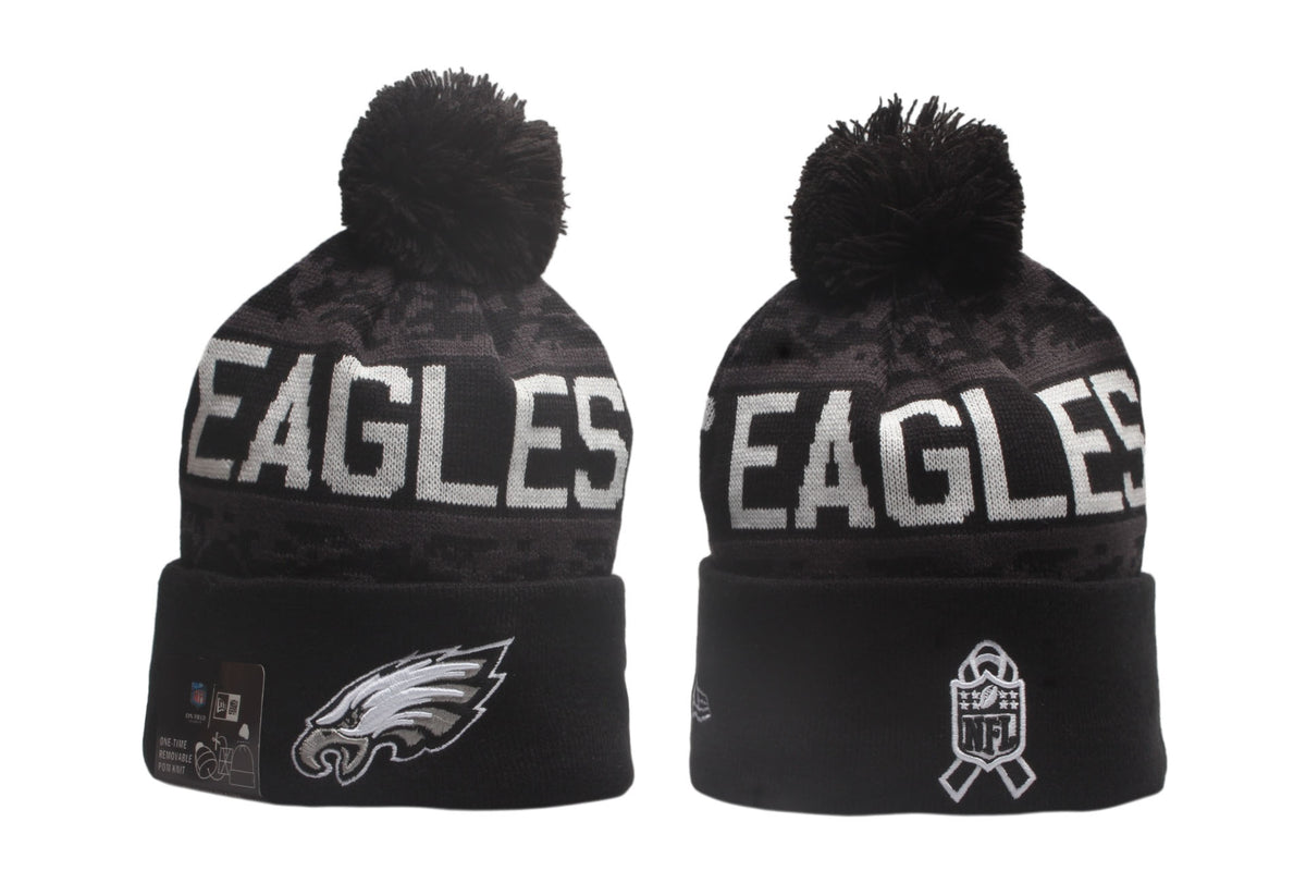 Football Salute to Service Cuffed Knit Hat with Pom - Embroidered Patch