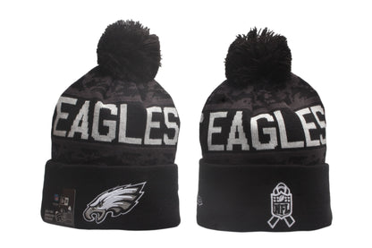 Football Salute to Service Cuffed Knit Hat with Pom - Embroidered Patch