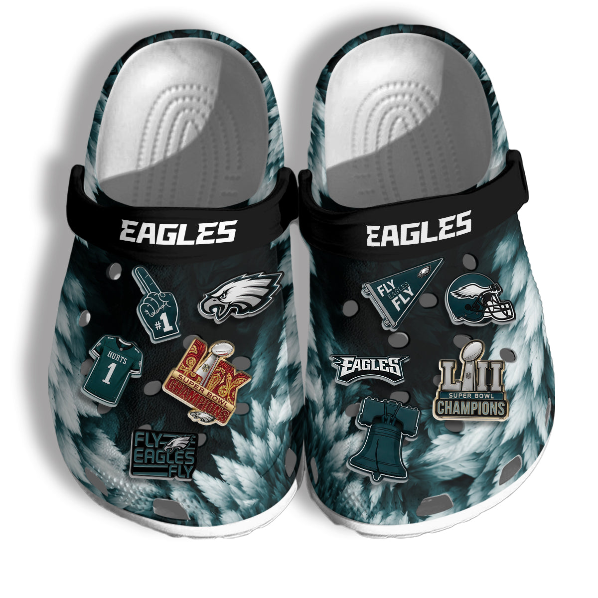Philly Fangear Feather Green Clogs - Charms Gift Set