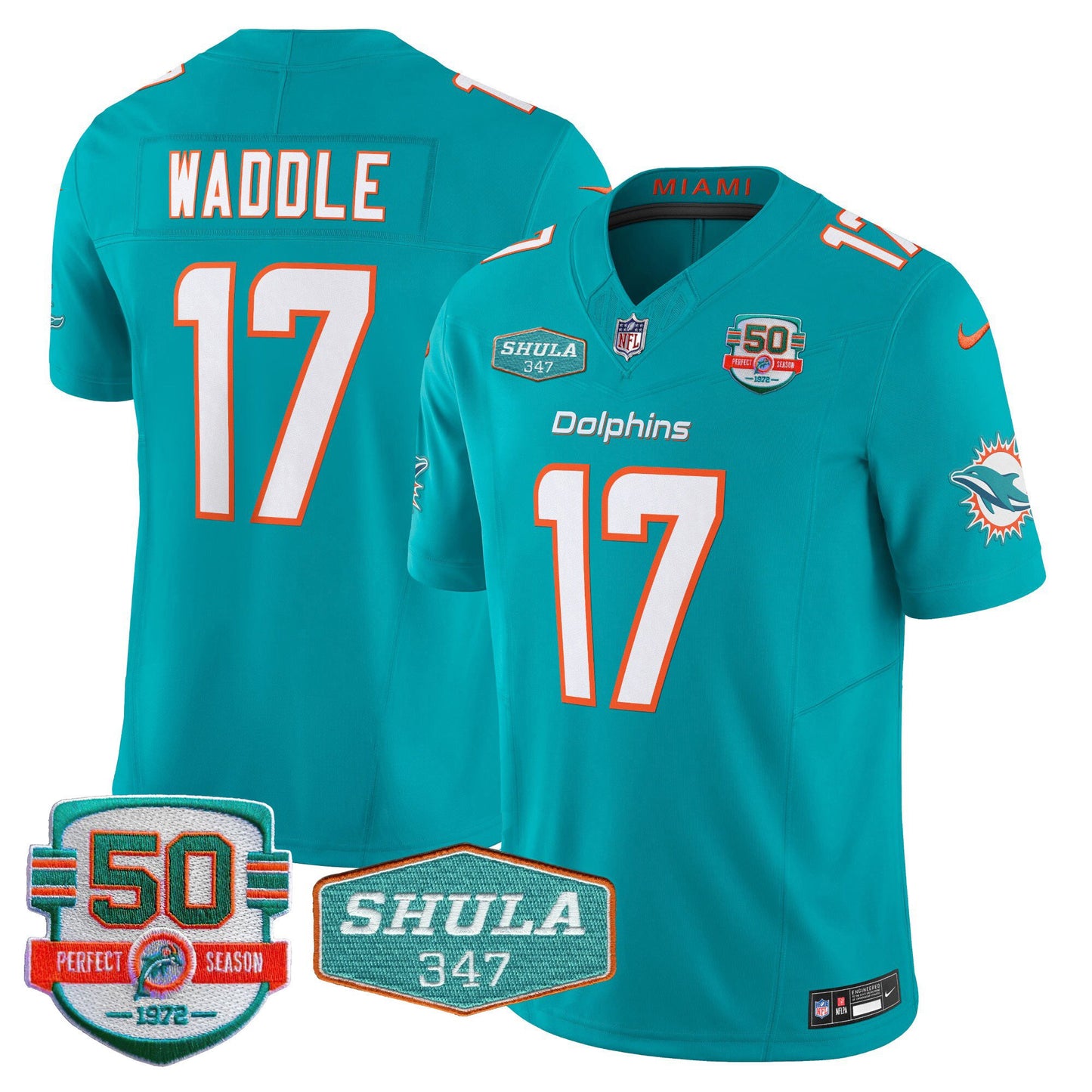 Dolphins Shula 347 Patch Vapor Limited Jersey V2 - All Stitched