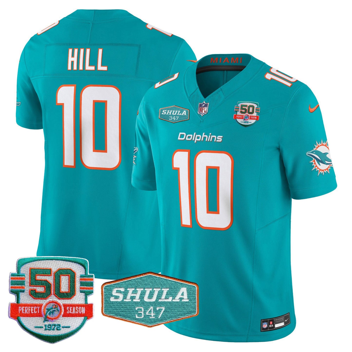 Dolphins Shula 347 Patch Vapor Limited Jersey V2 - All Stitched