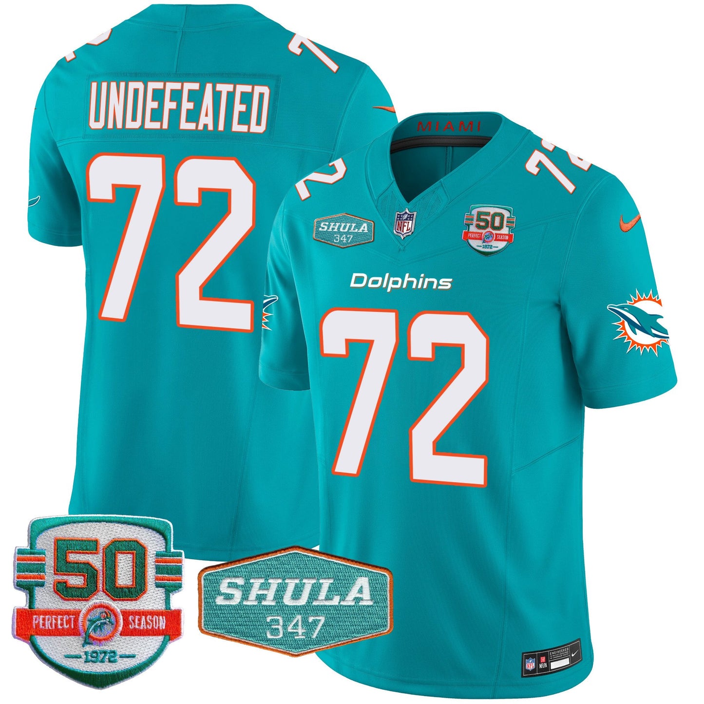 Dolphins Shula 347 Patch Vapor Limited Jersey V2 - All Stitched