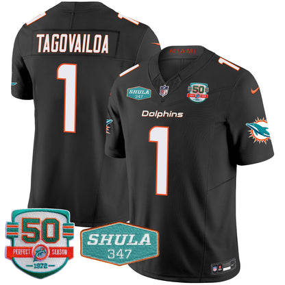 Dolphins Shula 347 Patch Vapor Limited Jersey V2 - All Stitched