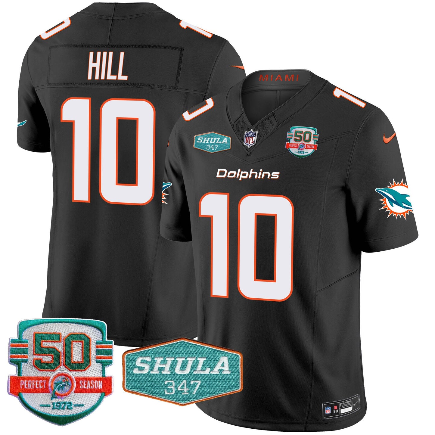 Dolphins Shula 347 Patch Vapor Limited Jersey V2 - All Stitched