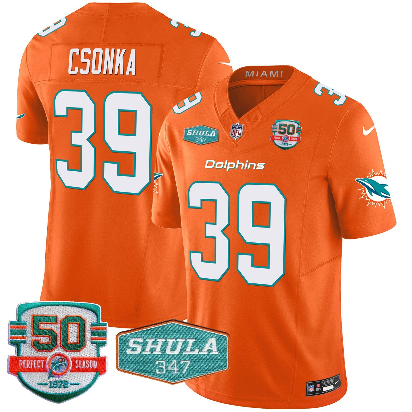 Dolphins Shula 347 Patch Vapor Limited Jersey V2 - All Stitched