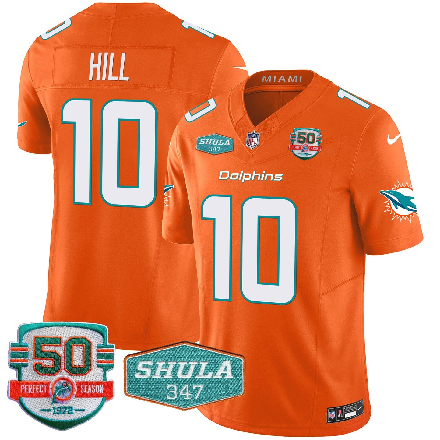 Dolphins Shula 347 Patch Vapor Limited Jersey V2 - All Stitched