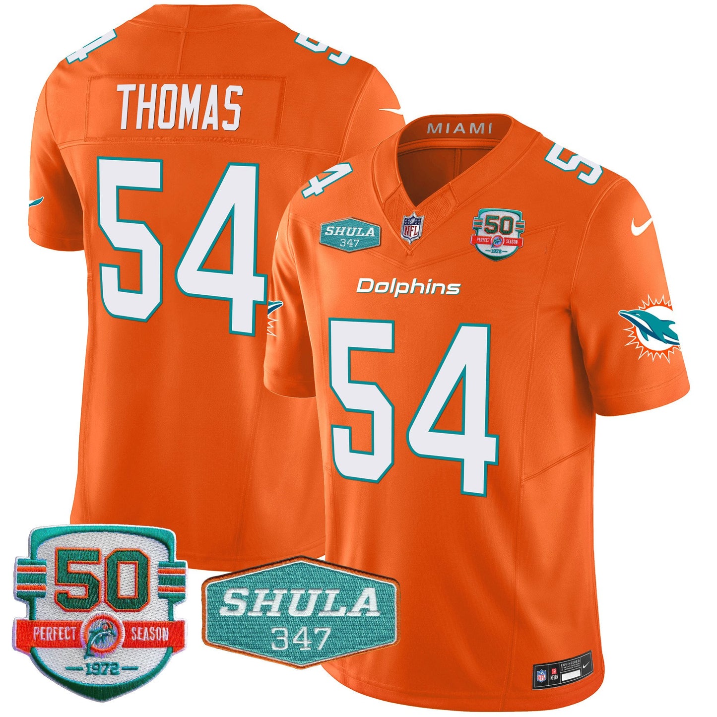 Dolphins Shula 347 Patch Vapor Limited Jersey V2 - All Stitched