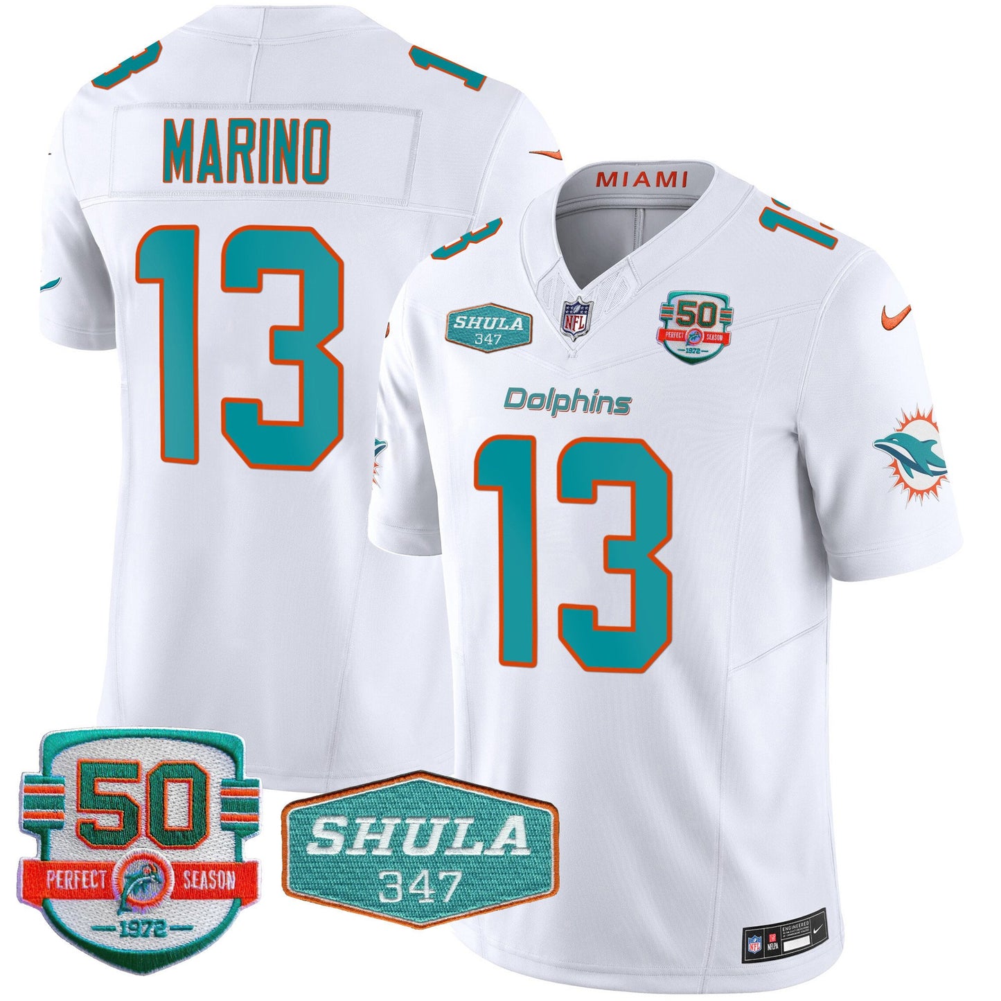 Dolphins Shula 347 Patch Vapor Limited Jersey V2 - All Stitched