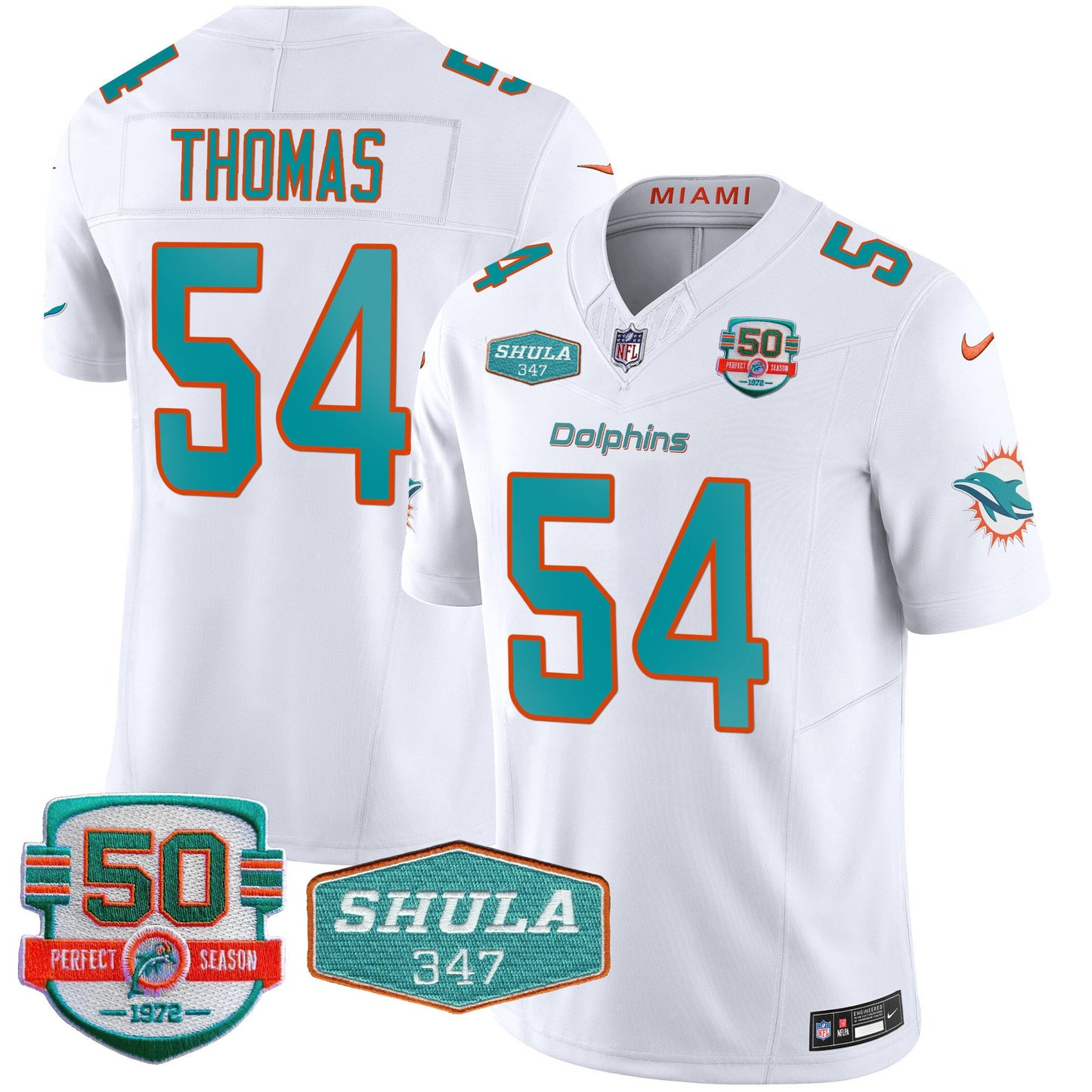 Dolphins Shula 347 Patch Vapor Limited Jersey V2 - All Stitched