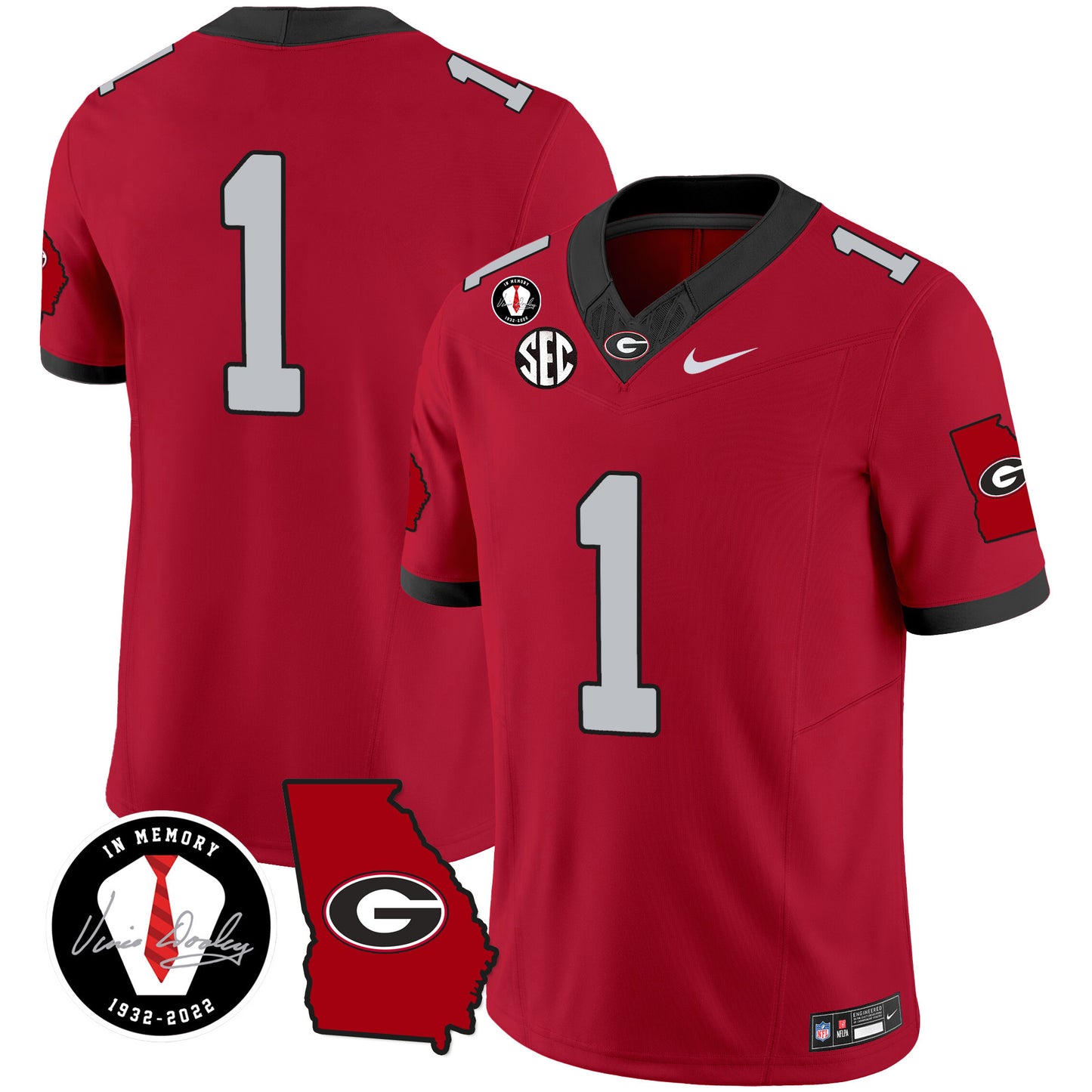 Georgia Bulldogs 2024 Vapor Jersey V3 - Georgia Map - All Stitched