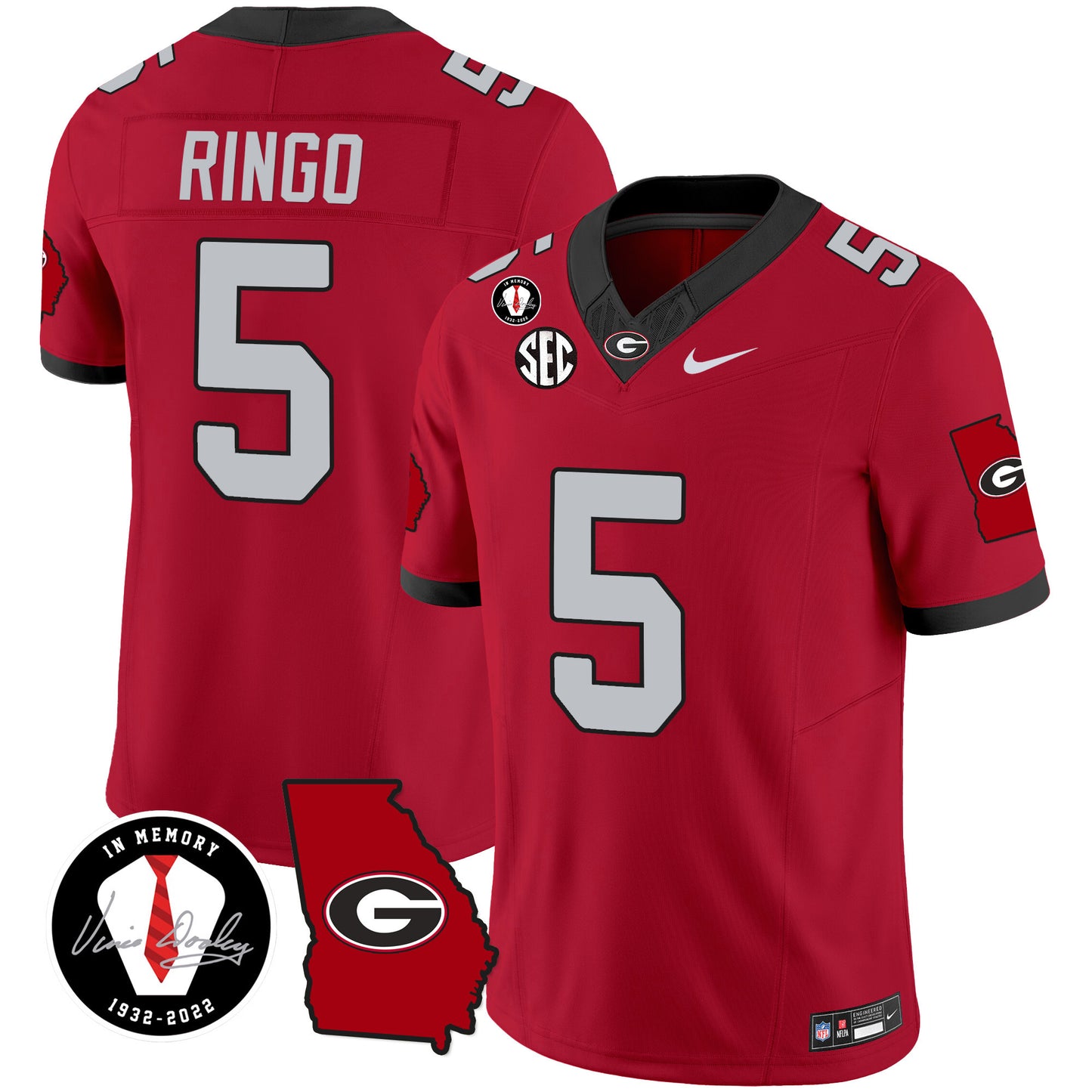 Georgia Bulldogs 2024 Vapor Jersey V3 - Georgia Map - All Stitched