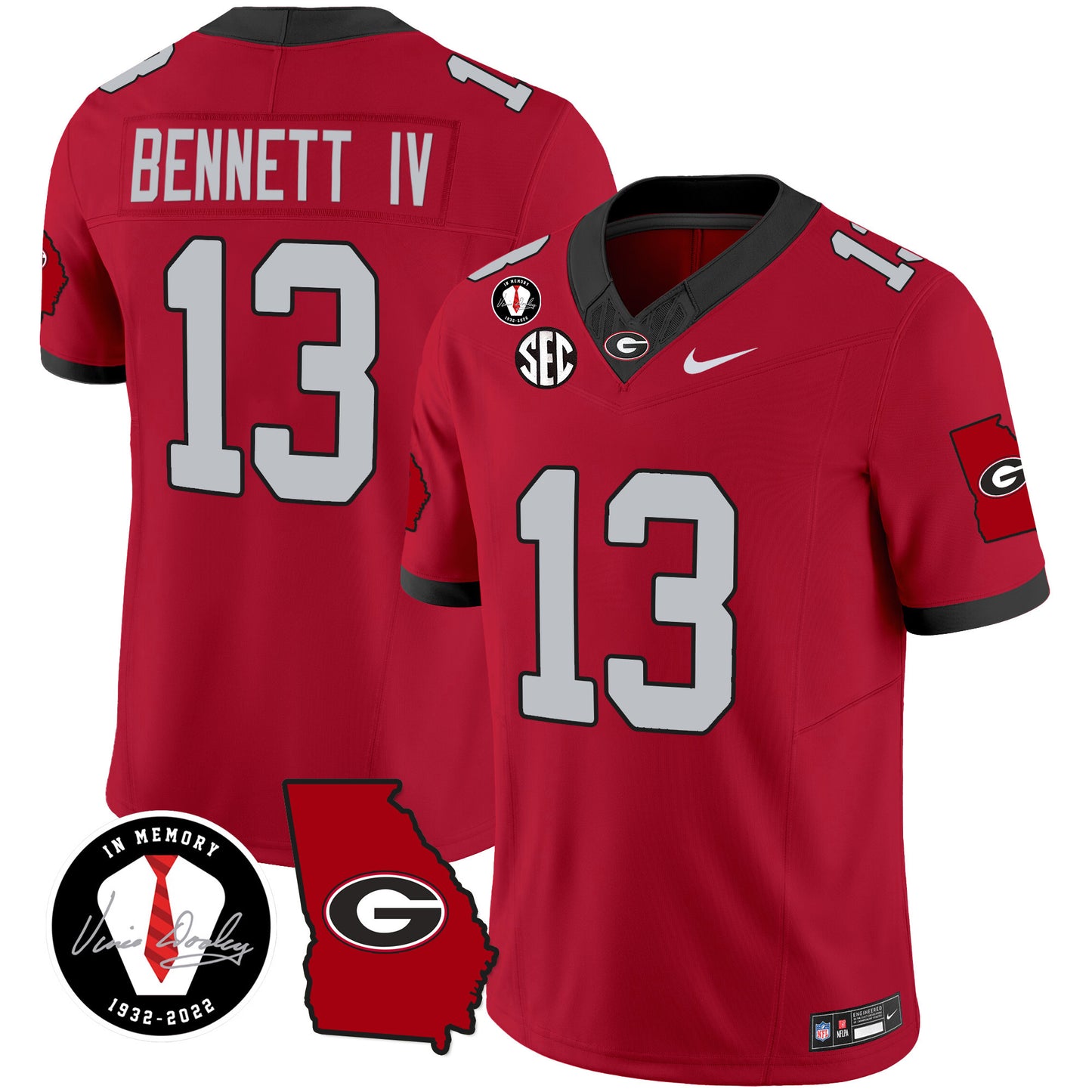 Georgia Bulldogs 2024 Vapor Jersey V3 - Georgia Map - All Stitched