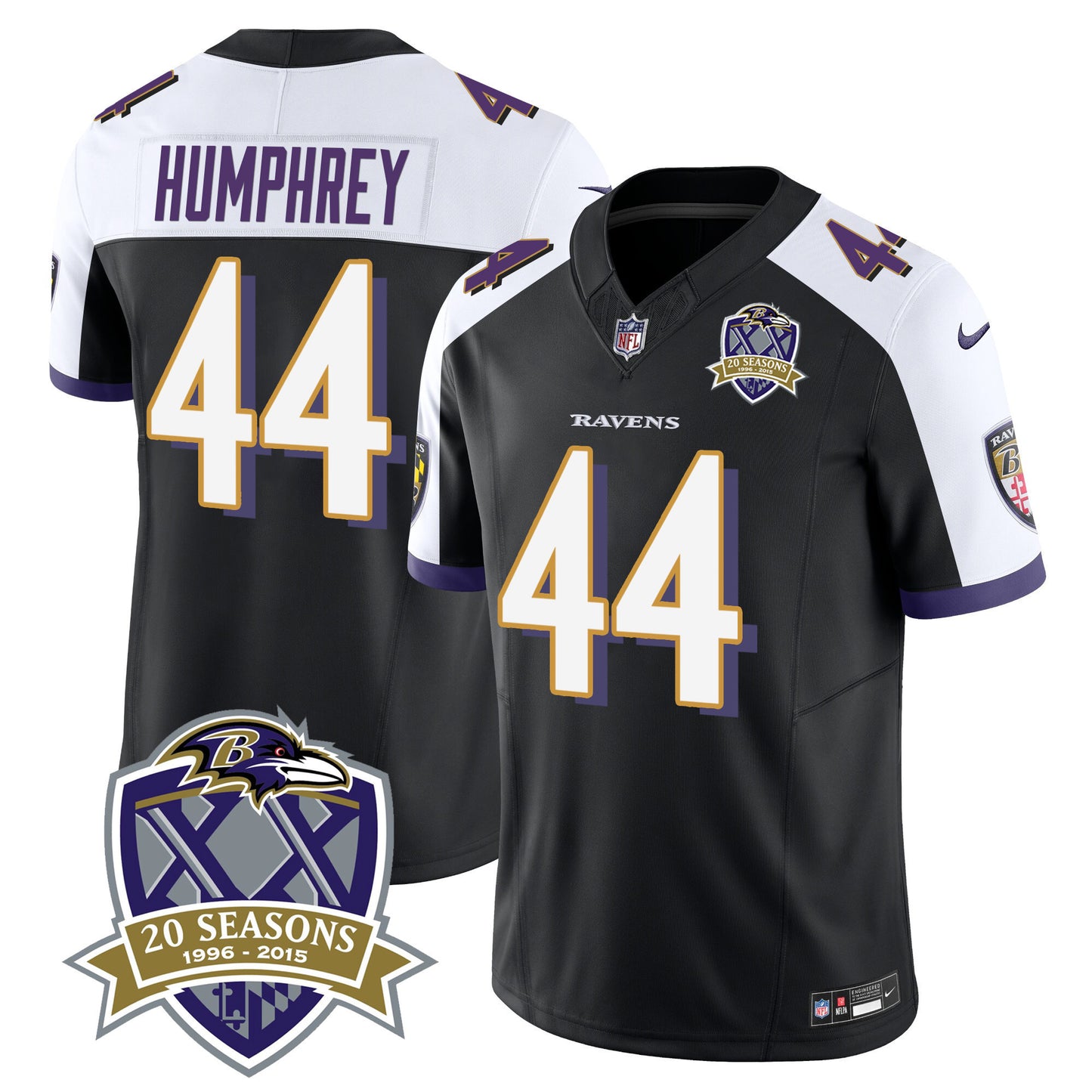 Ravens 20th Season Patch Vapor Limited Jersey - All Stitched