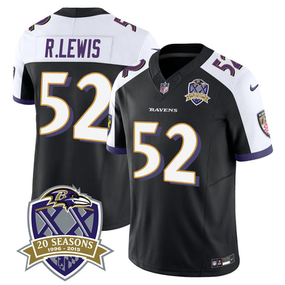 Ravens 20th Season Patch Vapor Limited Jersey - All Stitched