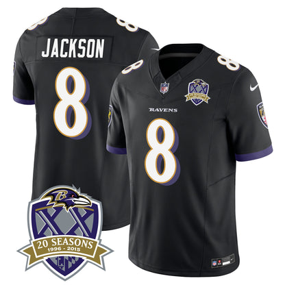 Ravens 20th Season Patch Vapor Limited Jersey - All Stitched