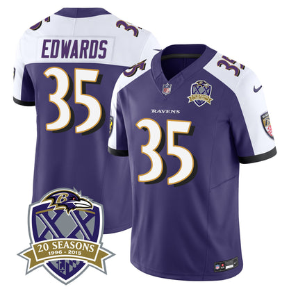 Ravens 20th Season Patch Vapor Limited Jersey - All Stitched