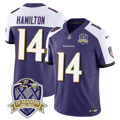 Ravens 20th Season Patch Vapor Limited Jersey - All Stitched