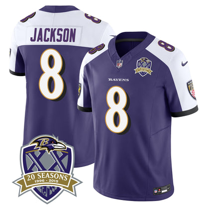 Ravens 20th Season Patch Vapor Limited Jersey - All Stitched