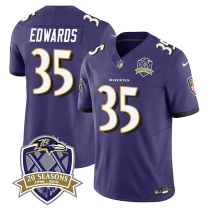 Ravens 20th Season Patch Vapor Limited Jersey - All Stitched