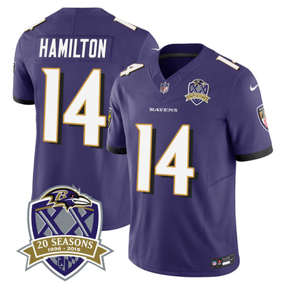 Ravens 20th Season Patch Vapor Limited Jersey - All Stitched