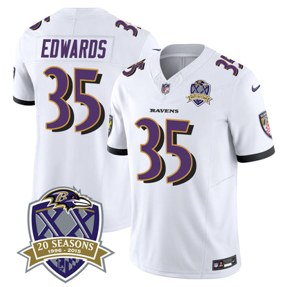 Ravens 20th Season Patch Vapor Limited Jersey - All Stitched