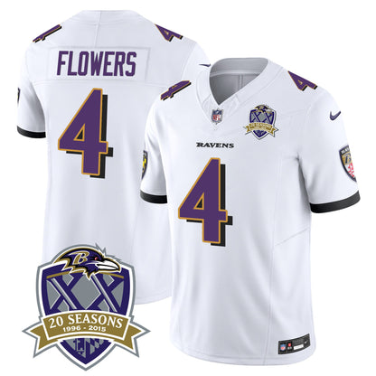 Ravens 20th Season Patch Vapor Limited Jersey - All Stitched