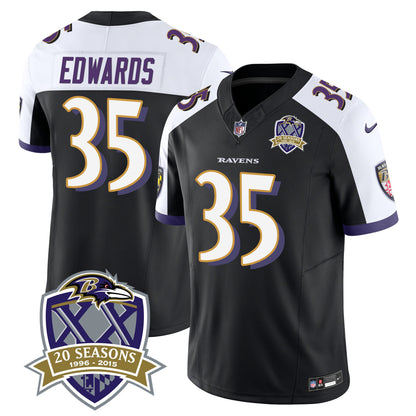 Ravens 20th Season Patch Vapor Limited Jersey - All Stitched