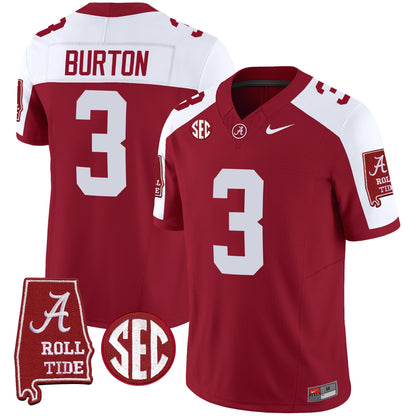 Alabama Crimson Tide Vapor Limited Jersey V3 - Alabama Map - All Stitched