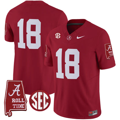 Alabama Crimson Tide Vapor Limited Jersey V3 - Alabama Map - All Stitched