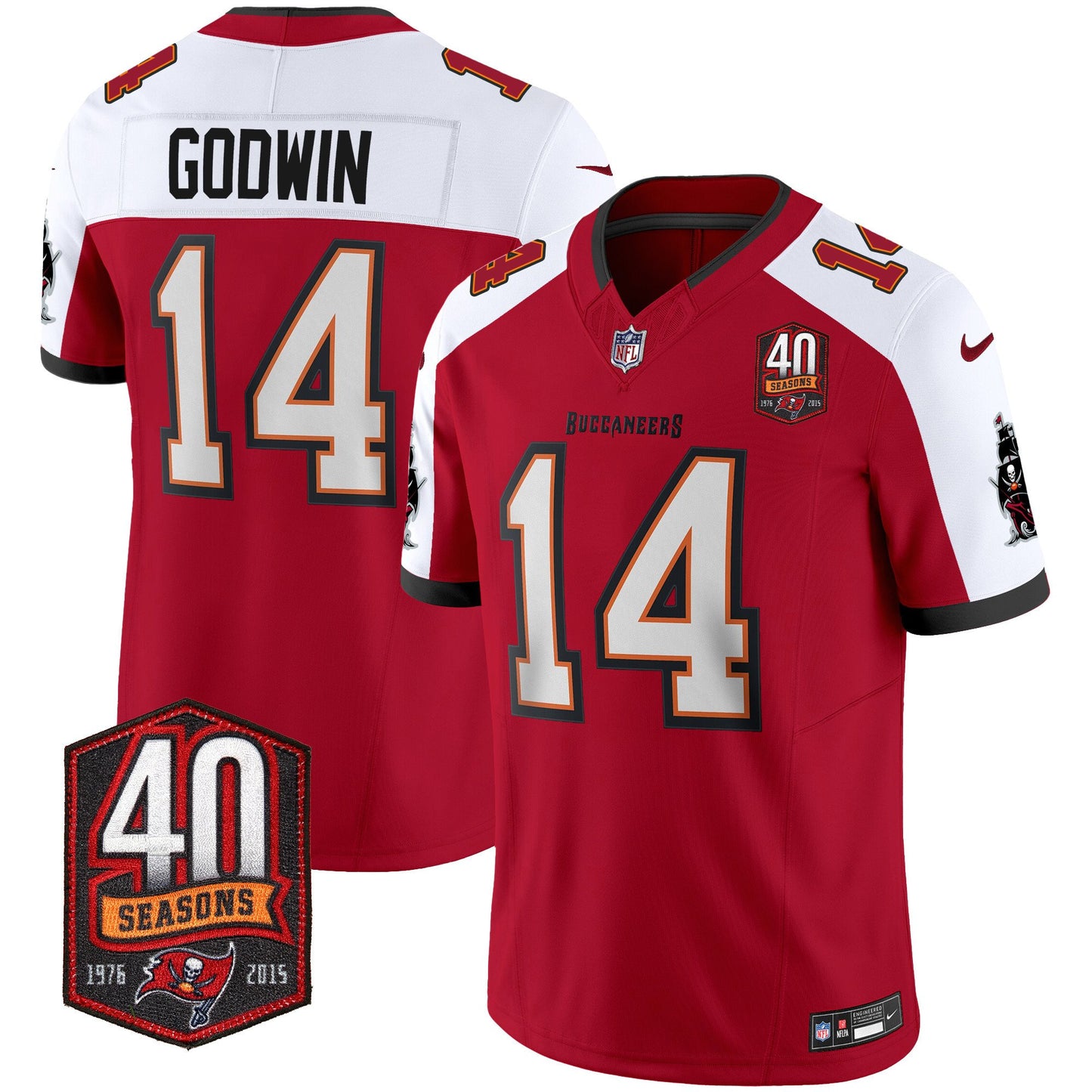 Buccaneers 40th Season Patch Vapor Limited Jersey - All Stitched