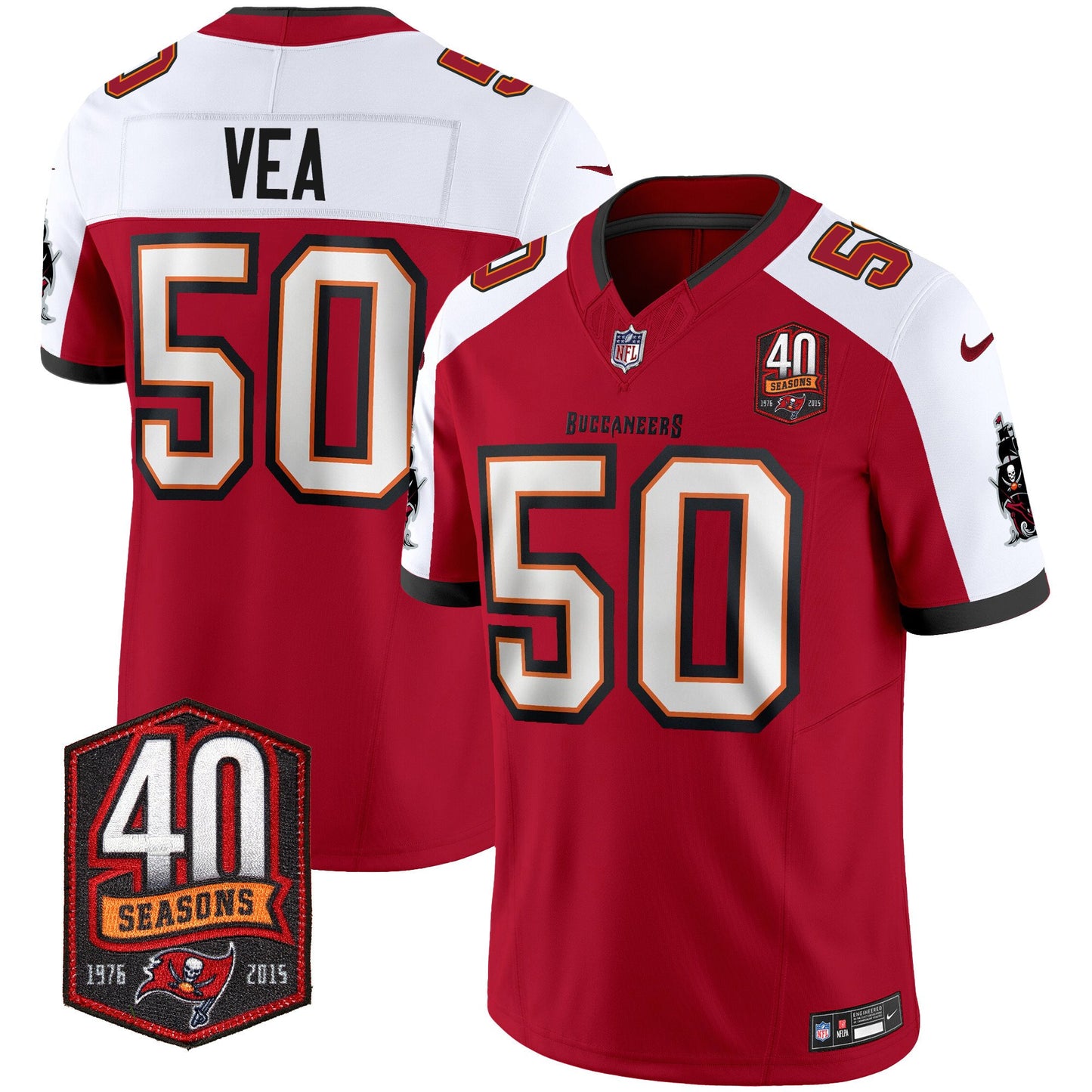 Buccaneers 40th Season Patch Vapor Limited Jersey - All Stitched