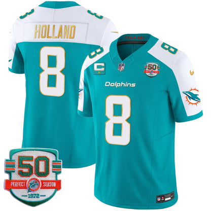 Dolphins Gold Trim Vapor Limited Jersey - All Stitched