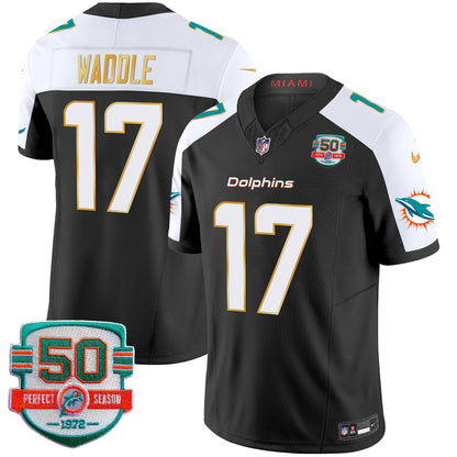 Dolphins Gold Trim Vapor Limited Jersey - All Stitched