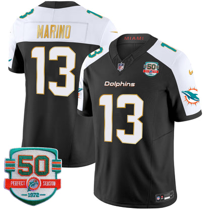 Dolphins Gold Trim Vapor Limited Jersey - All Stitched