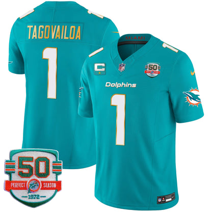 Dolphins Gold Trim Vapor Limited Jersey - All Stitched