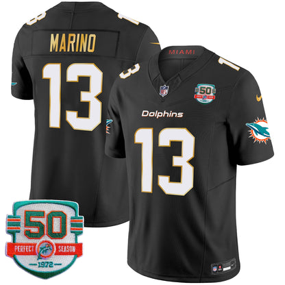 Dolphins Gold Trim Vapor Limited Jersey - All Stitched