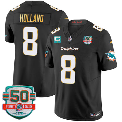 Dolphins Gold Trim Vapor Limited Jersey - All Stitched