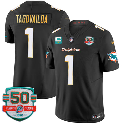 Dolphins Gold Trim Vapor Limited Jersey - All Stitched