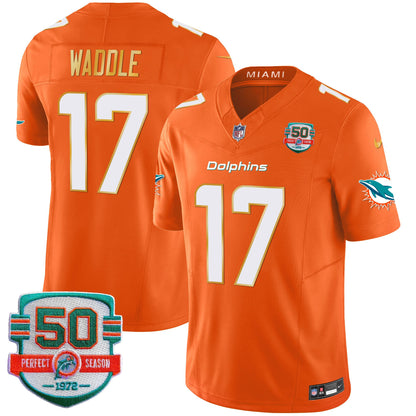 Dolphins Gold Trim Vapor Limited Jersey - All Stitched